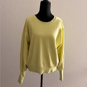 ZARA Light Yellow Crewneck Knit Trim Sweater Soft Minimalist Aesthetic